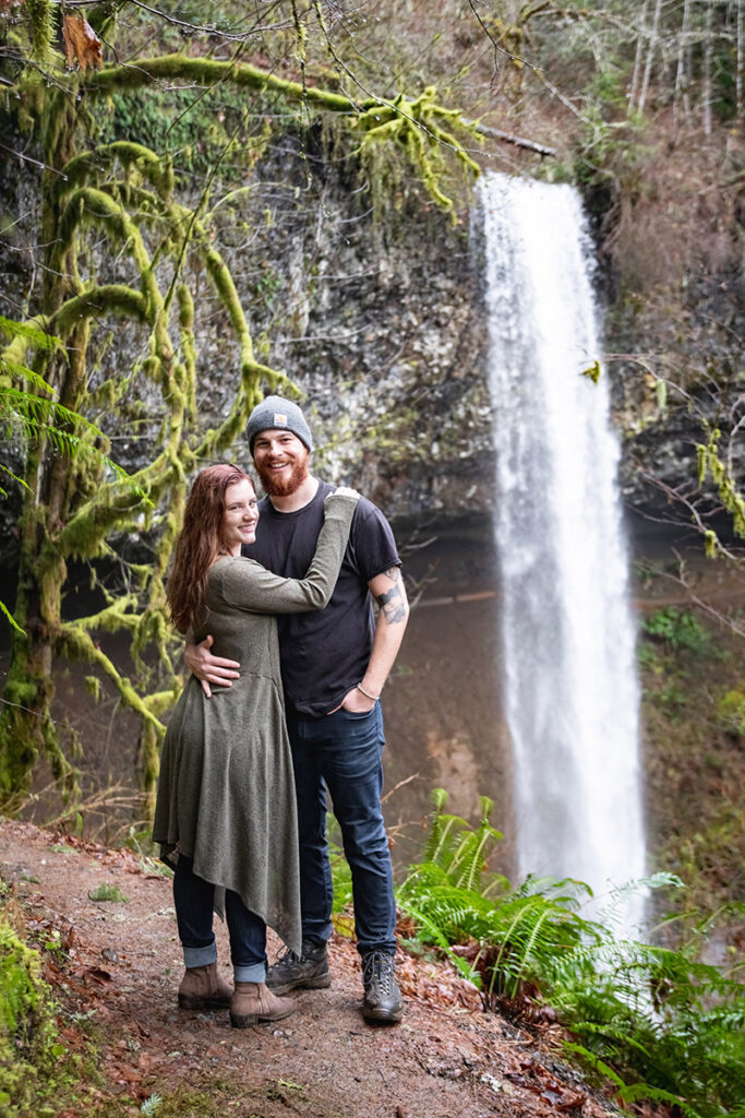 Couple by waterfall in Oregon by Kiriell Visuals
